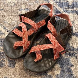 Chaco Orange and Brown Strappy Adjustable Sandals